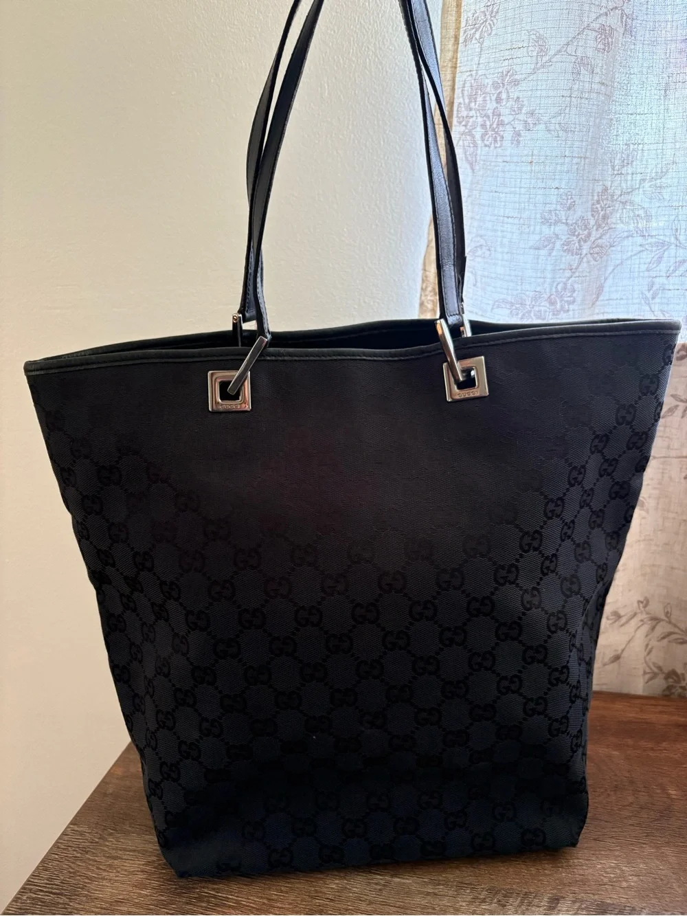 Gucci Black GG Monogram Canvas Tote